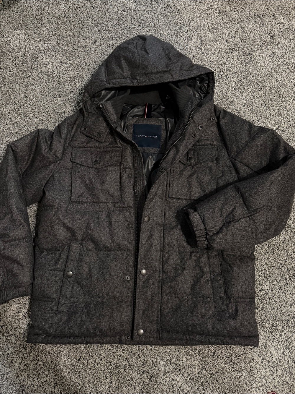 Tommy Hilfiger Hooded Puffer Jacket - Dark Gray